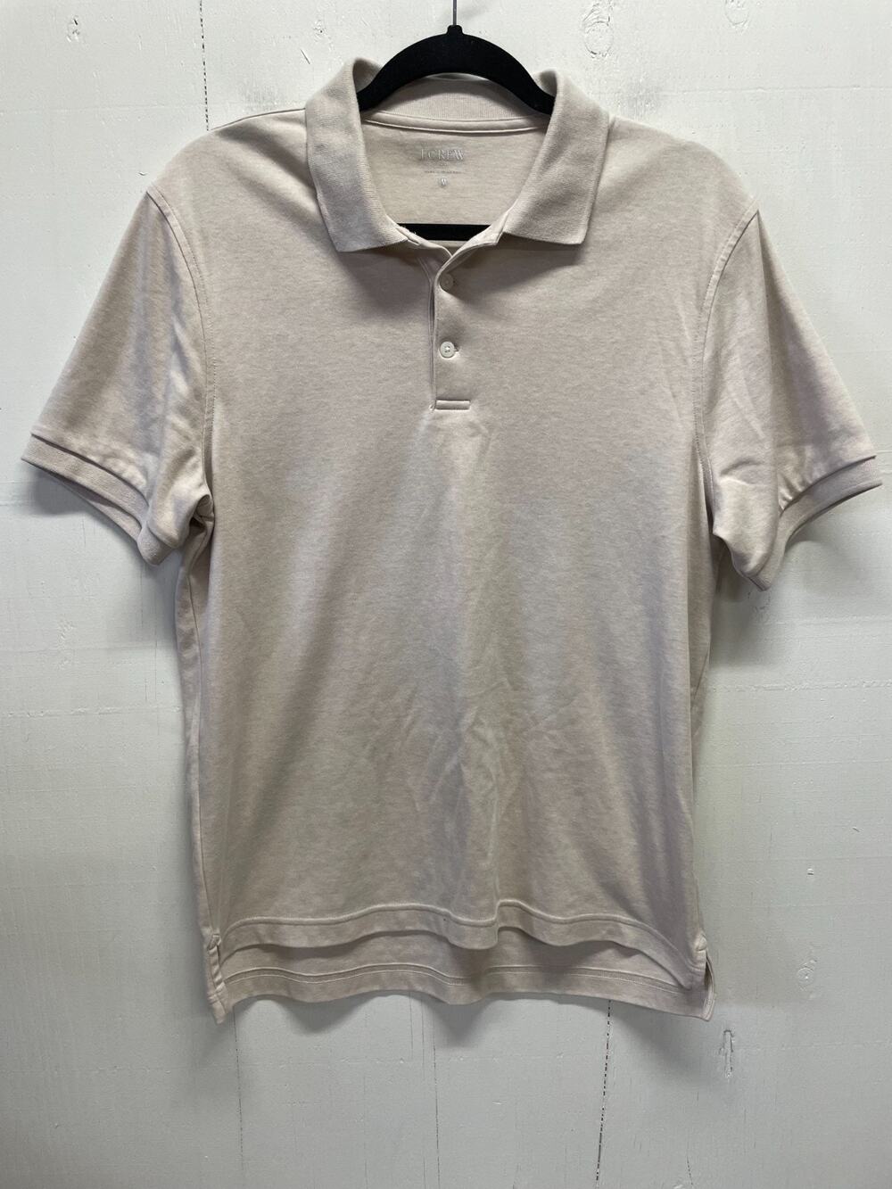 J. Crew Men's Sueded Cotton Polo Shirt Short SLeeve Size Medium Beige Soft